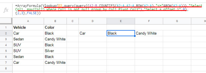 Query formula in Vlookup in an advanced form