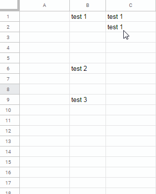 Non-array formula to copy the value above in blank cells
