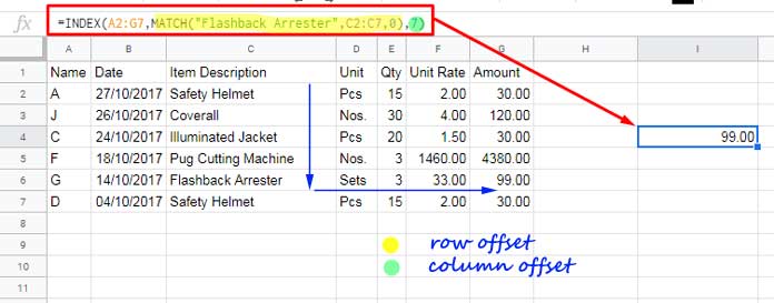 INDEX-MATCH Example 1