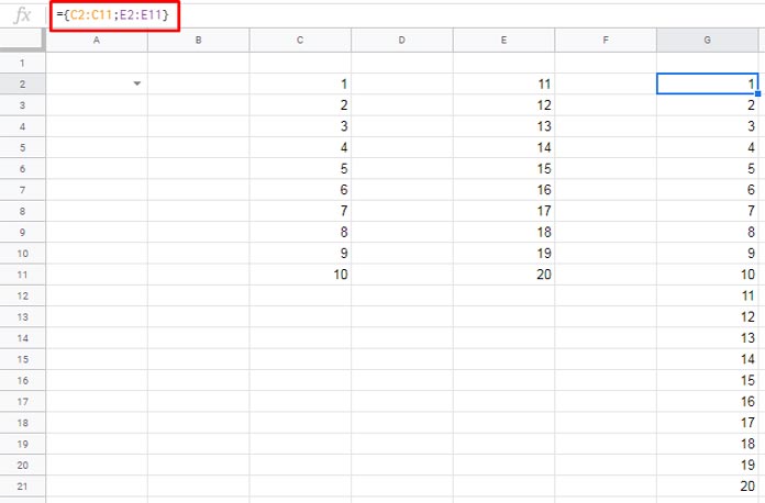 Combining two columns for a single in-line data validation menu