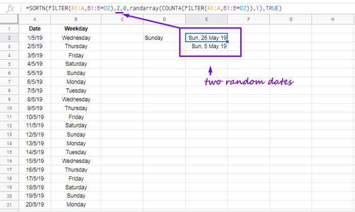 Extract Random Values Based on Condition in Google Sheets