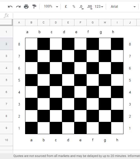 Conditional Format a Chessboard in Google Sheets