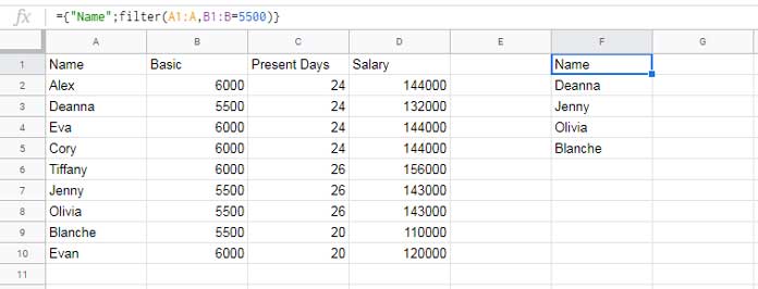 Get Column Name in Filter Function in Sheets
