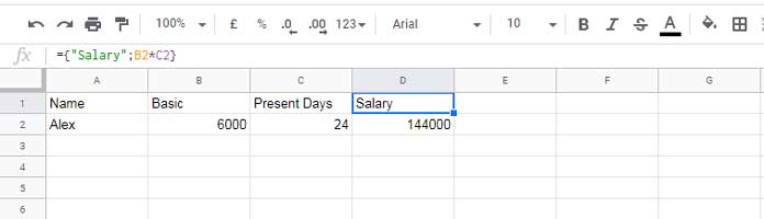 Adding Column Label to a Single Cell Formula Result