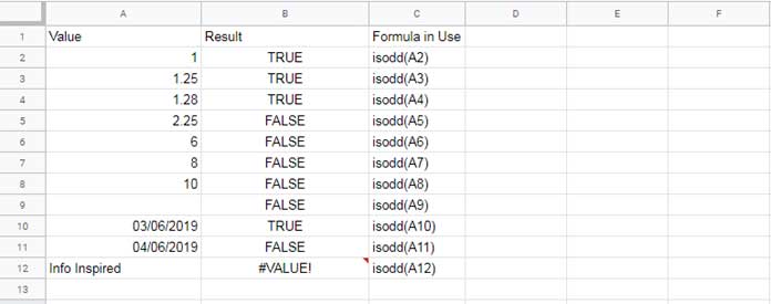 Basic to Google Sheets ISODD function