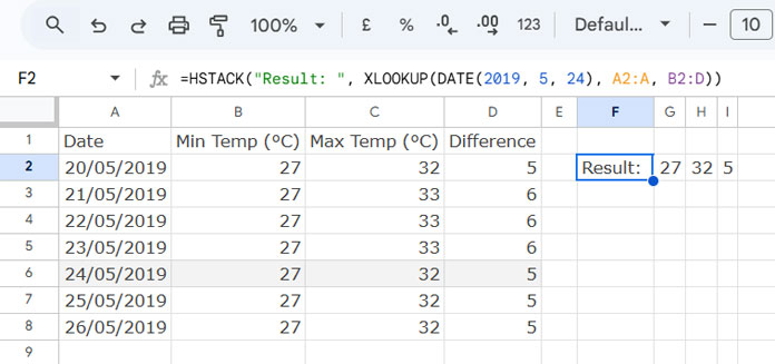Add a label to the beginning of a horizontal array formula in Google Sheets