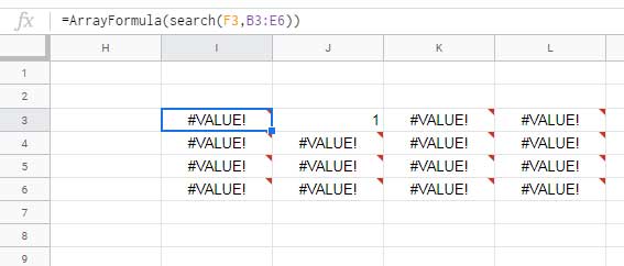 The use of Search function in Hlookup as range