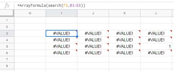 Search an entire range using the Search function in Sheets