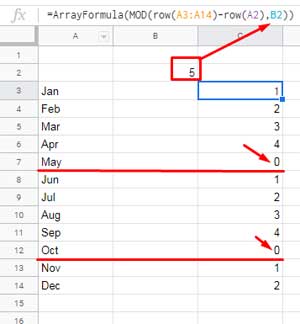 MOD Function to Mark the Nth Row to Split