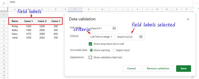 Drop-Down to Control Sort_Column in Google Sheets