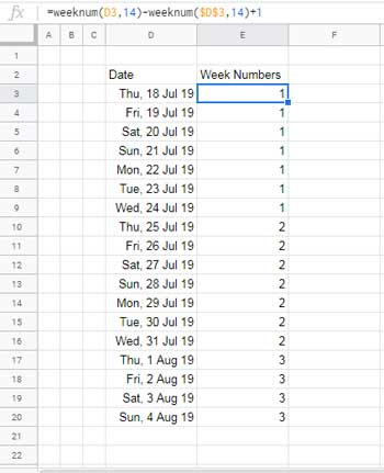 Starting Week Number Count from a Custom Date