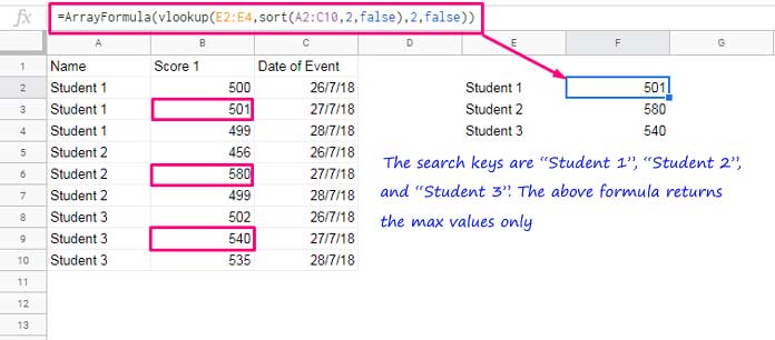 Vlookup to Only Return Values from Max Rows