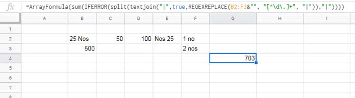 Sum Cells With Numbers and Text in Multiple Columns