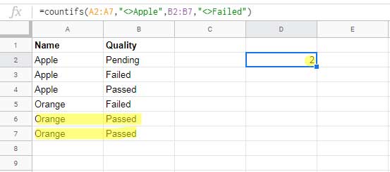 Multiple Not Equal to in Countifs in Finite Range in Google Sheets