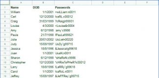 Create passwords in Docs Sheets