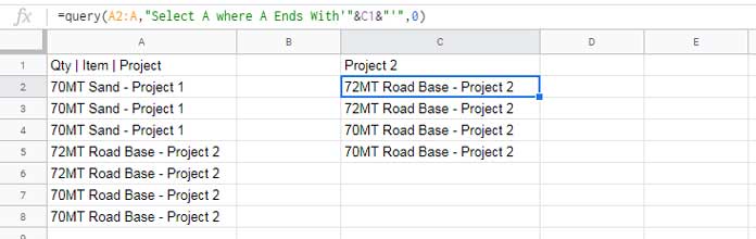 Ends With Criterion as Cell Reference in Query