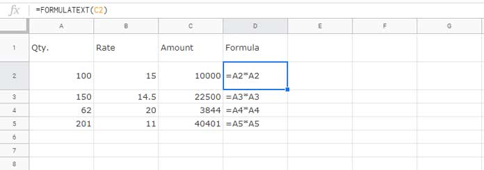 Method to Extract Formula from a Cell as a Text in Google Sheets