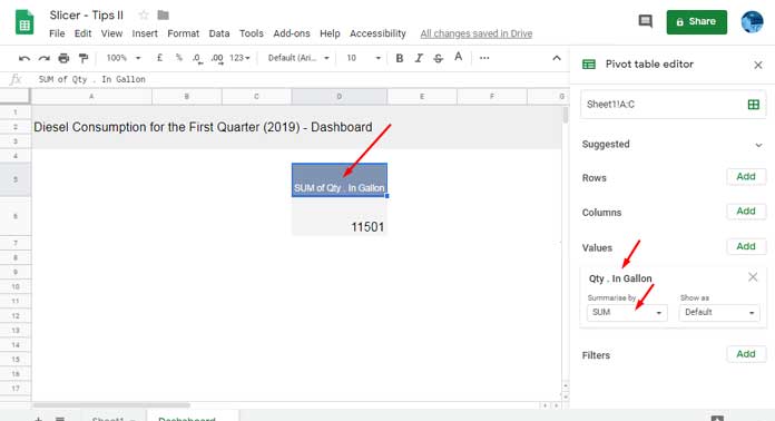 Filter a Pivot Table Report in Google Sheets