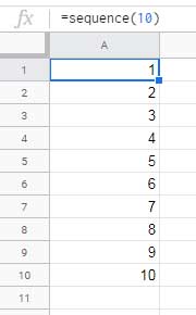 Sequence Formula - Row Output