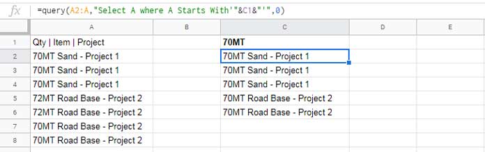 Starts With Criterion as Cell Reference in Query