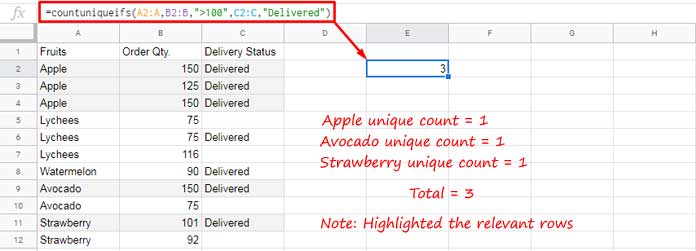 Multiple Criteria in COUNTUNIQUEIFS