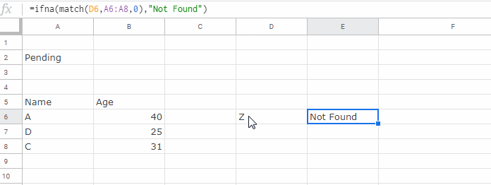 Google Sheets IFNA Function to Remove Error in Match