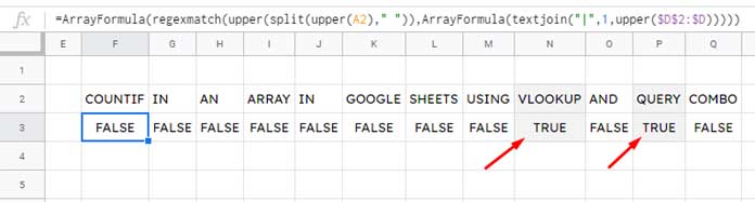 Regexmatch Several Listed Keywords in Google Sheets