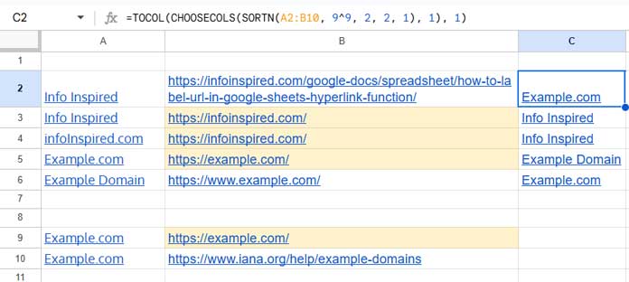 Remove duplicate hyperlinks in Google Sheets based on URLs only, ignoring link labels