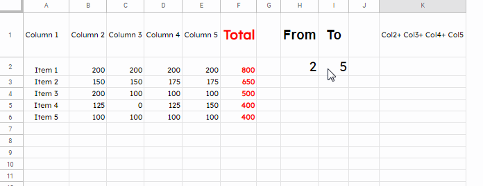 Query to dynamically Sum columns across the rows in Google Sheets