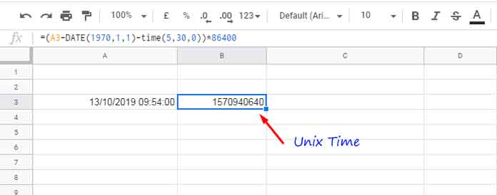 Example to Convert Local DateTime to Unix Time