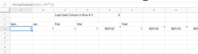 Formula to Find the Last Non Empty Column in a Row in Google Sheets