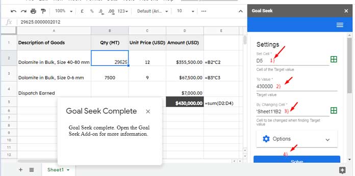 What-If Analysis in Sheets