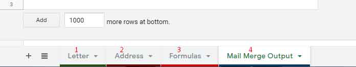 Google Sheets Tabs for Mail Merging Letters