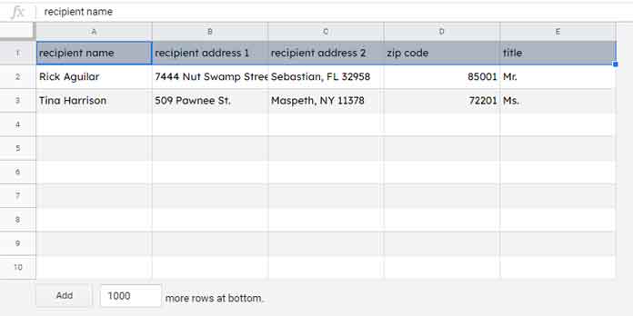 send sms from google sheets with address links