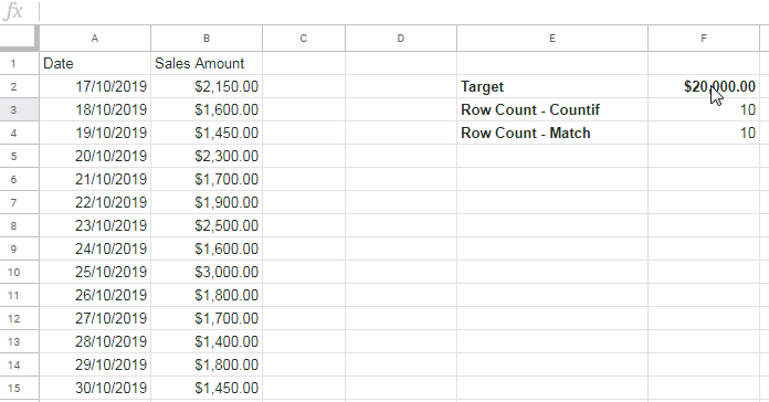 Countif and Match to Count Until a Specific Value Reaches
