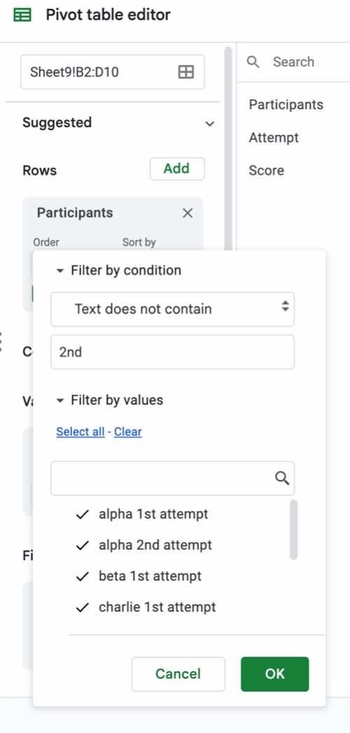 Filtering Multiple Values in Pivot Table: Text Does Not Contain