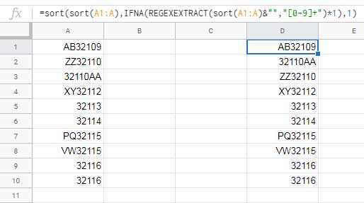 The Perfect Formula to Sort Alphanumeric Values in Google Sheets