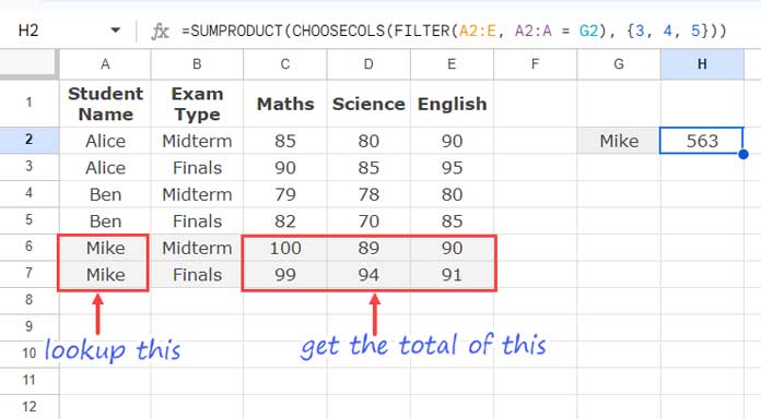 VLOOKUP Alternative to Look Up a Value for All Occurrences and Sum the Rows