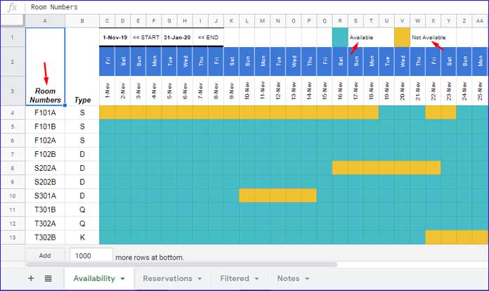 Booking Calendar Template Excel Reservation And Booking Status