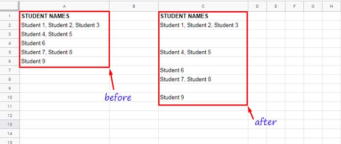 Count Words and Insert Blank Rows in Google Sheets - Single Column Data