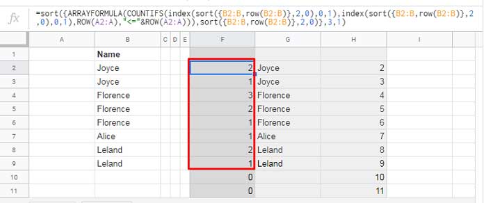Count of Occurrences in Each Row in Google Sheets - Array Formula