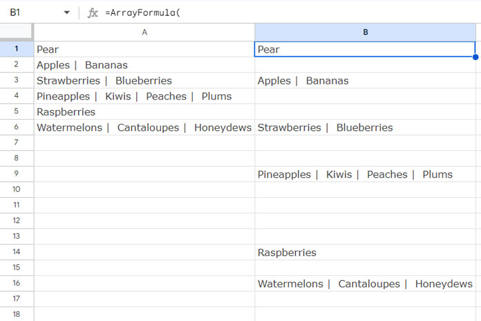 Word count in cells with corresponding blank rows inserted below in Google Sheets