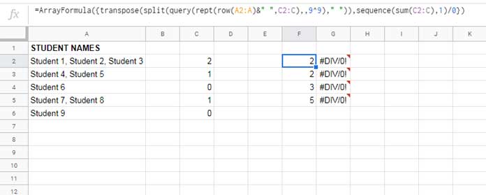 Grid of Error Values - How To