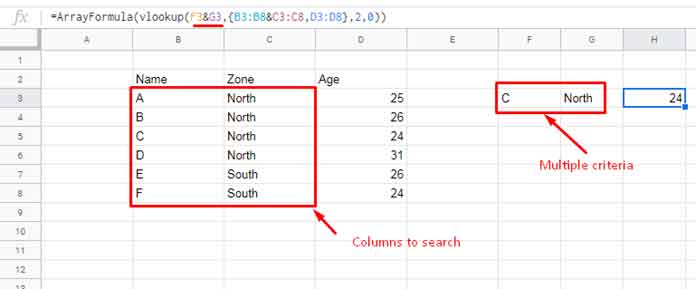 Vlookup multiple conditions - multiple columns