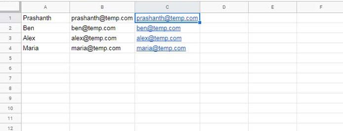 Linking Email IDs in Multiple Rows