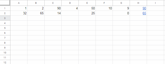 Hyperlink Max/Min Values in a Row in Google Sheets