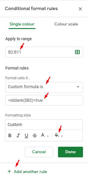 Infinite Range in Highlighting in Google Sheets