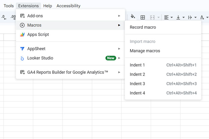 List of Macros for Increasing and Decreasing Indentation Shortcuts