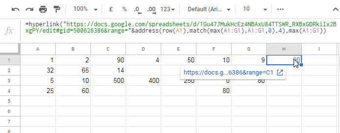 Hyperlink Large/Small in Google Sheets