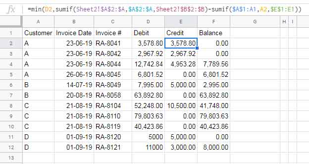 How To Allocate Payment Receipts Against Invoices In Google Sheets